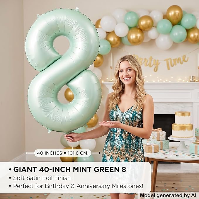 40 Inch Olive Green Number 8 Balloon - Image 4