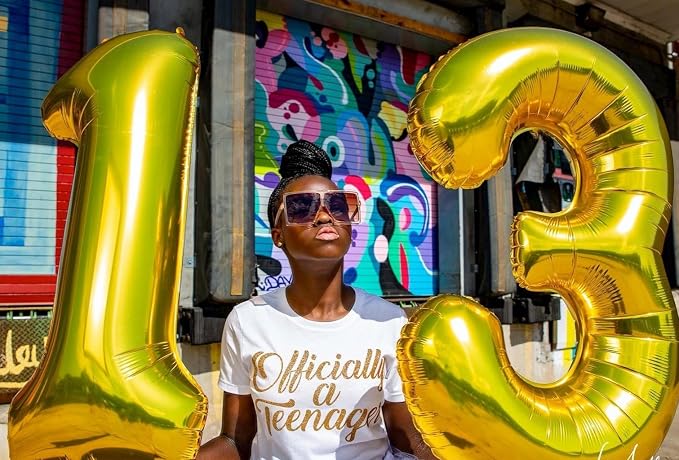 3 Balloon Numbers Party Decorations, 40In Gold Balloons - Image 3