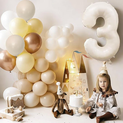 Cream Number 3 Balloon 40 Inch Beige Nude Number 3 Balloon - Image 2