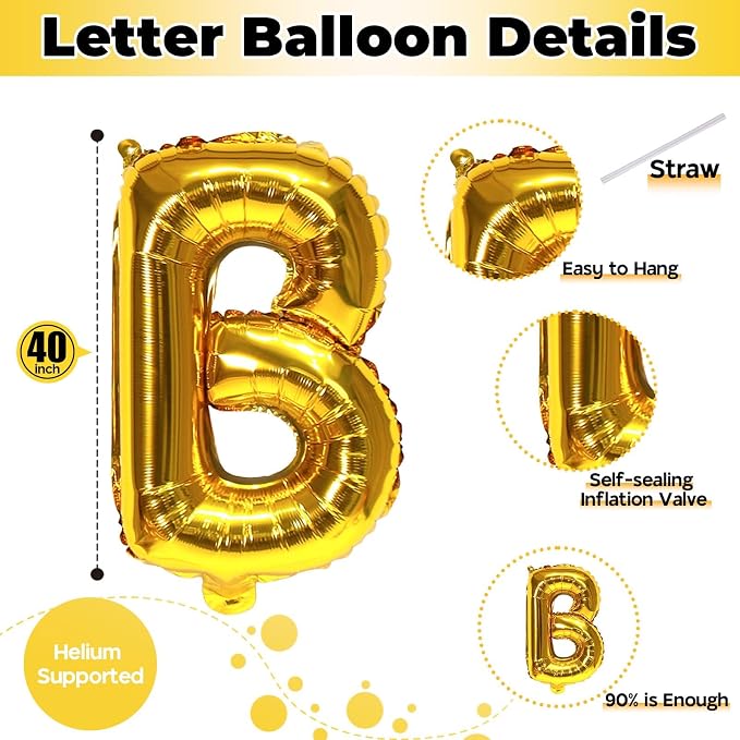 Foil Letter Balloons 40 Inch, Big Alphabet B Word Balloons, Large Self - Image 2