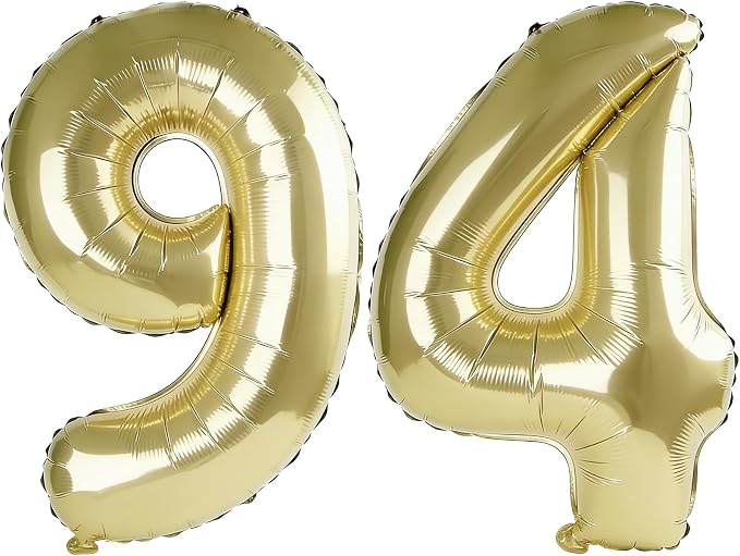 40 Inch Number 94 Balloons for 94th Birthday Party Decorations, 0-100 Champagne by FOBELEC
