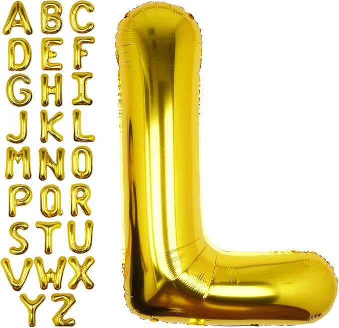 40 Inch Gold Letter L Balloon Big Foil Helium Letter Balloons A-Z | Giant Large by SULALABOO