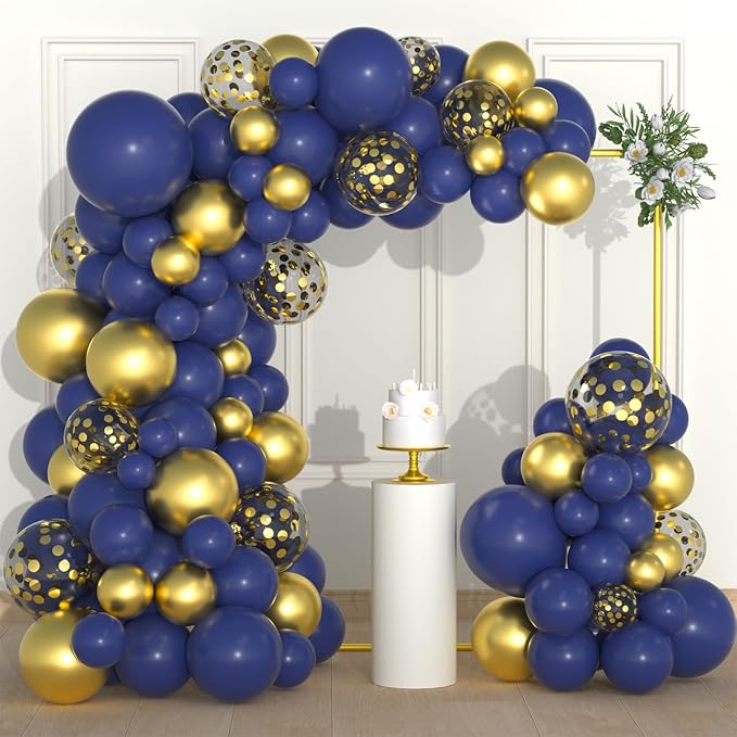 Navy Blue Gold Balloon Garland Arch Kit by PASOCON