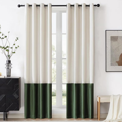 BULBUL Luxury Ivory Green Curtains 108 inches by ModernShinyVelvetCurtains
