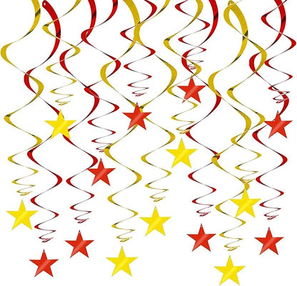 BEISHIDA Red Gold Star Hanging Swirl Ceiling Hanging Decorations by Beishida