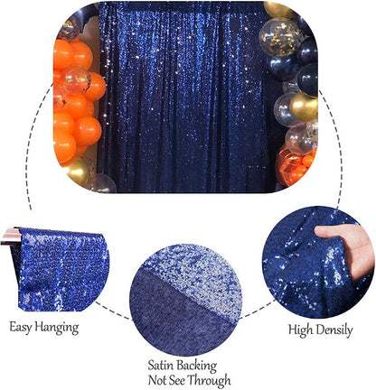 SquarePie 5x7ft Navy Blue Sequin Backdrop, High Density Non-Transparent Glitter - Image 7