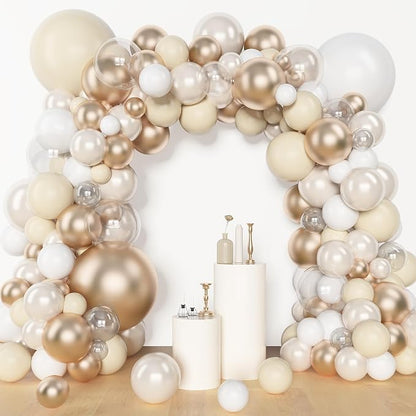 Amandir 153 Pcs White Sand Metallic Champagne Gold Balloon Arch Garland Kit | - Image 2