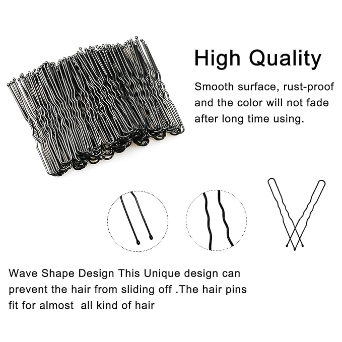 U Shaped Hair Pins, Sevensun 100PCS Ladies Hair Bun HairPin, With Storage Box, (2.4Inches), (Black)