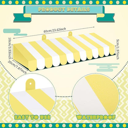 Boao 4 Pack Cardboard Awning Decoration 3D Stripe Yellow and White Awning - Image 2