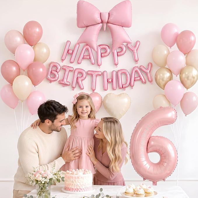 Dusty Pink Number 6 Balloon, 6th Birthday Decorations - Image 5