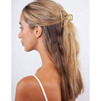 4 Pack Large Gold Hair Claw Clips for Women Thick Hair, French Design Metal Cross Banana Non-Slip Hair Catch Barrette Jaw Clamp Clips for Women and Girls