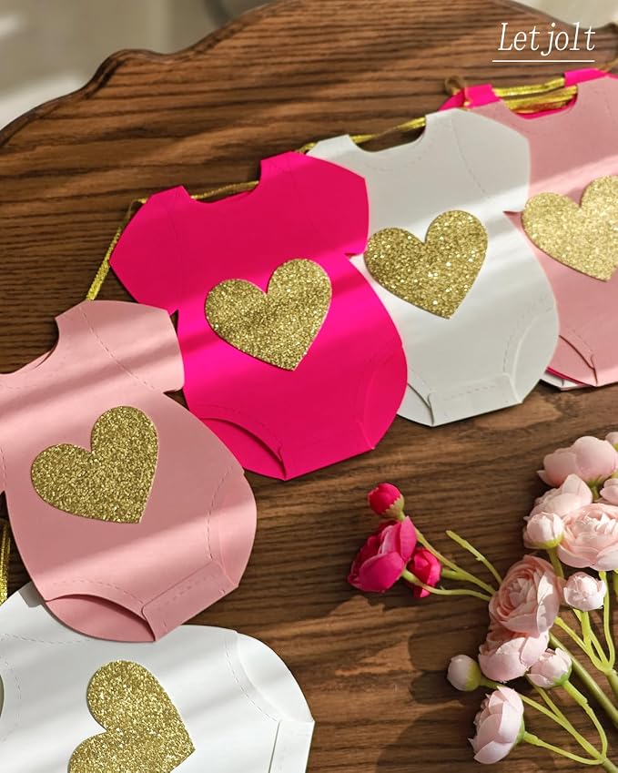 Letjolt Pink Baby Shower Girls Garland Gender Reveal Banner 9 Flags | - Image 6