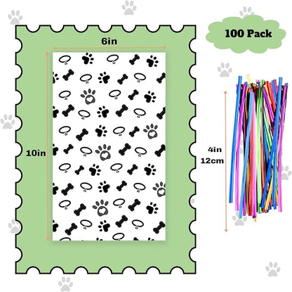 Coqofa 100 Pcs 6"X10" Dog Paw Bone Cellophane Treat Bags - Image 2
