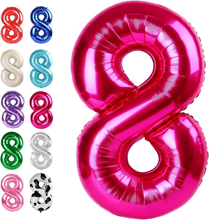 Hot Pink Number 8 Balloon 40 inch, Balloon numbers party supplies, deco photo by Upgesy
