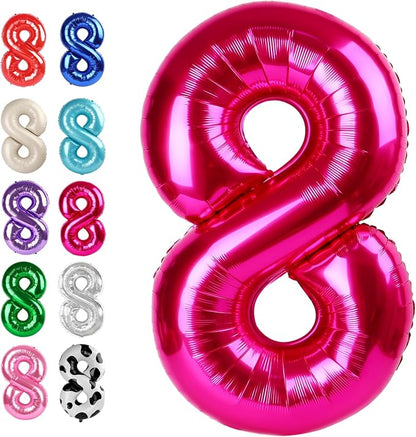 Hot Pink Number 8 Balloon 40 inch, Balloon numbers party supplies, deco photo by Upgesy