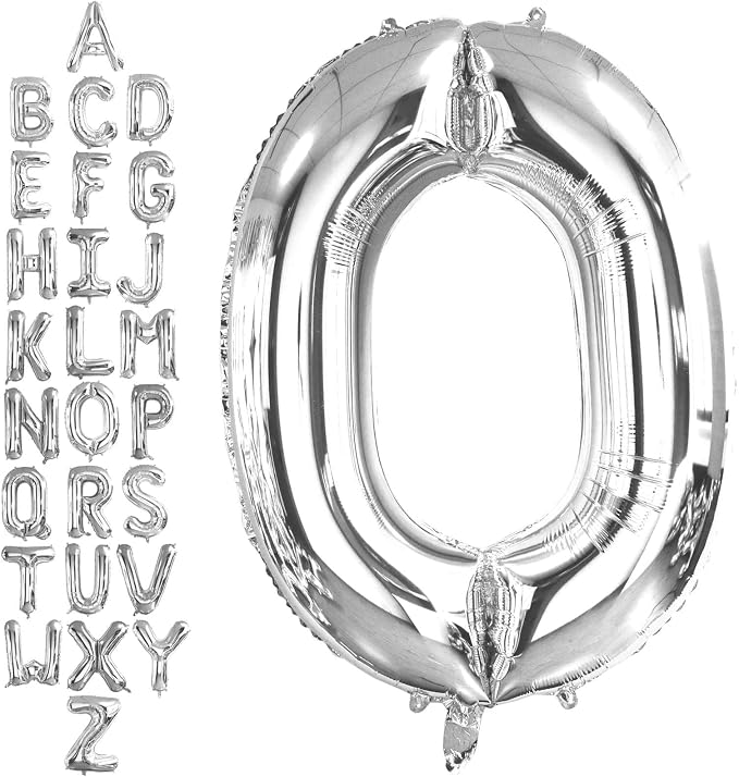 40 Inch Silver Letter O Balloons, DIY Phrase Foil Alphabet Letter O Balloons by LHOAVWE