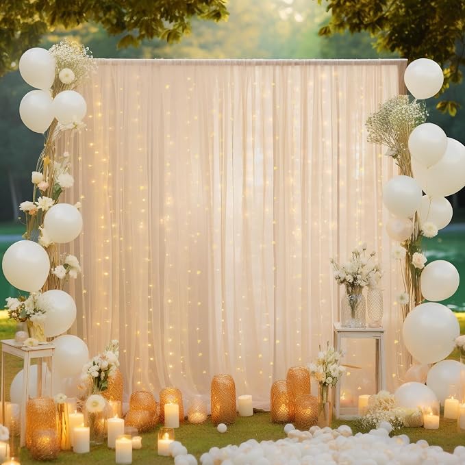 10x10ft Champagne Tulle Backdrop Curtain - Image 7