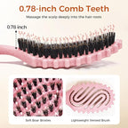 Curly Hair Brush, Curl Defining Brush with Soft Boar Bristles for Combing, Shaping, and Styling Curly Hair Suitable for All Women and Men with Wet & Dry Hair(Pink)