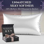 DECOLURE 100% Pure Mulberry Silk Pillow Case King Size – Highest Grade 30 Momme 6A+, Luxuriously Soft & Cooling Silk Pillowcase for Hair & Skin, Hypoallergenic, Breathable, Hidden Zipper (White)