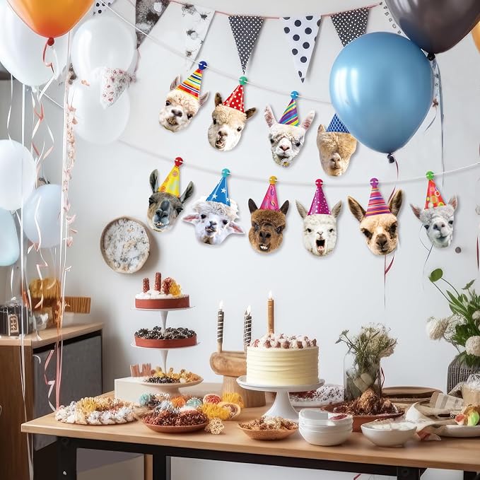 Hooqict Llama Birthday Banner Garland Funny Happy Birthday Decorations Party - Image 7