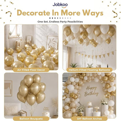 Jobkoo Metallic Gold Balloons, 12 Inch Chrome Light Gold Latex Balloon | - Image 4