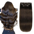 XDhair Clip in Hair Extensions 100g 14Inch Drak Brown Clip in Human Hair Extensions Straight Clip In Real Hair Extension for Women #2