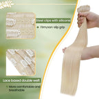 RUNATURE Blonde Clip in Hair Extensions Real Human Hair 18 Inch 120g 7pcs Real Hair Extensions Clip Ins Human Hair Extensions Clip in Double Weft Straight Hair #60 Platinum Blonde