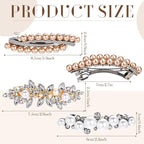 Geyoga 6 Pieces Vintage Hair Barrettes for Women Retro Flower French Pearl Crystal Rhinestones Clips Hair Pins for Women Styling Accessories(Stylish Style)
