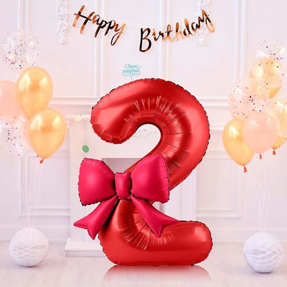 40 Inch Number 2 Balloon with Bow, Coquette Aesthetic Foil Balloon - Image 7
