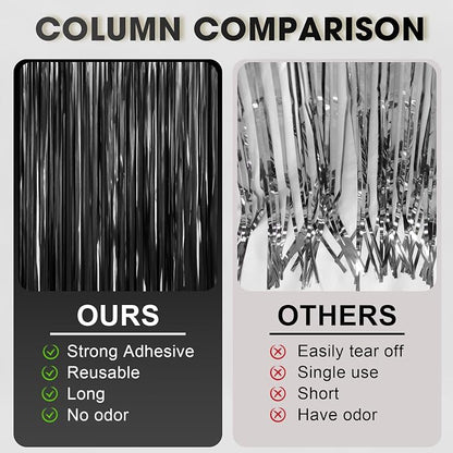 Voircoloria Black Foil Fringe Backdrop Curtains, Birthday Party Decorations - Image 4