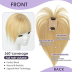 Real Human Hair Topper with Bangs Covers Thinning Crown, Receding Hairline Clip-In Hair Topper for Thinning Hair, 10Inch #27