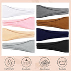 obeoby Headbands for Women, 8 Pack Wide Stretchy Headbands for Daily Use Sport Yoga Running, Stocking Stuffers for Women