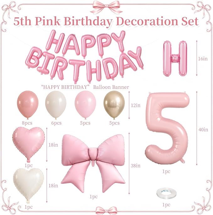 Dusty Pink Number 5 Balloon, 5th Birthday Decorations - Image 2