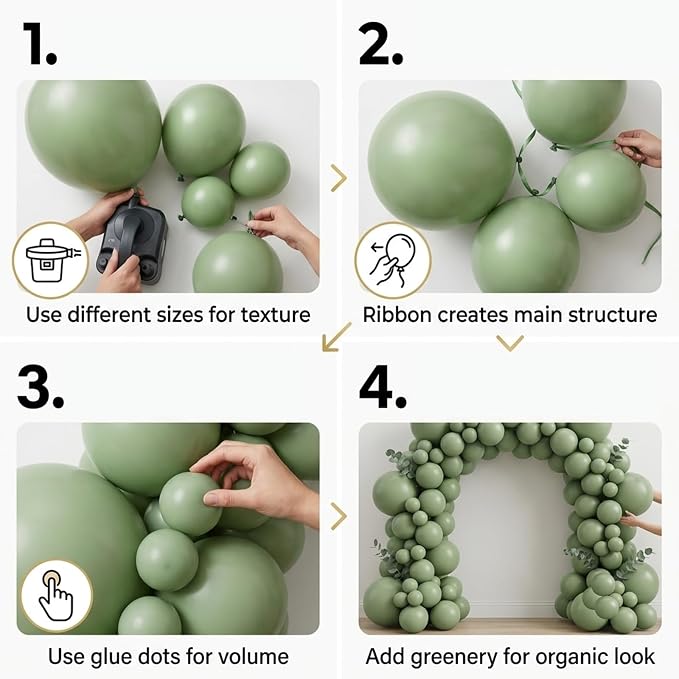 96Pcs 5/10/12/18 Inch Matte Sage Green Latex Balloon Garland Arch Kit | Olive - Image 3