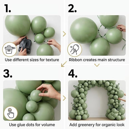 96Pcs 5/10/12/18 Inch Matte Sage Green Latex Balloon Garland Arch Kit | Olive - Image 3