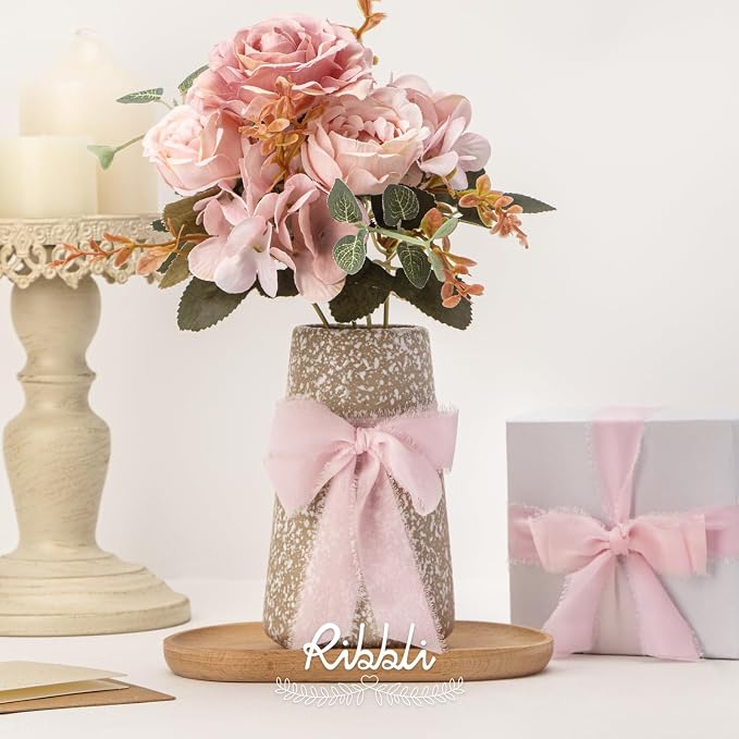 Ribbli Pale Blush Ribbon 1 Inch x 3 Rolls Total 24 Yards Light Pink Handmade - Image 4