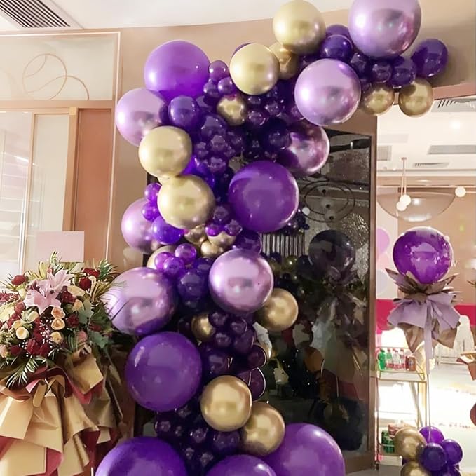MEBAY Purple and Gold Balloons Arch Kit - Image 3