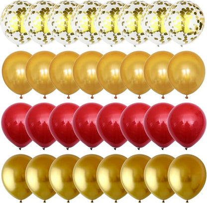 60 Pieces Balloons Red and Gold, 12 Inch Ruby Red Metallic Chrome Gold Pearl - Image 8