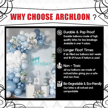 Archloon Dusty Blue Balloon Arch Kit 130 Pcs Light Blue and White Balloon Arch - Image 5