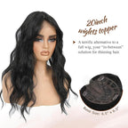MORICHY Hair Toppers for Women Clip in Hair Topper with Bangs 20inch Black Long Wavy Curly Synthetic HairPieces for Women