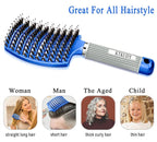 KTKUDY Detangling Brush Boar Bristles Hairbrush Make Hair Shiny & Healthier Curved and Vented Detangler Brush for Women Men Kids Wet and Dry Hair (Blue)