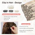 XDhair Human Hair Clip in Extensions 120g 22 Inch Ash Blonde Highlights Bleach Blonde Clip in Hair Extensions Real Human Hair Silky Straight 6pcs #18P613