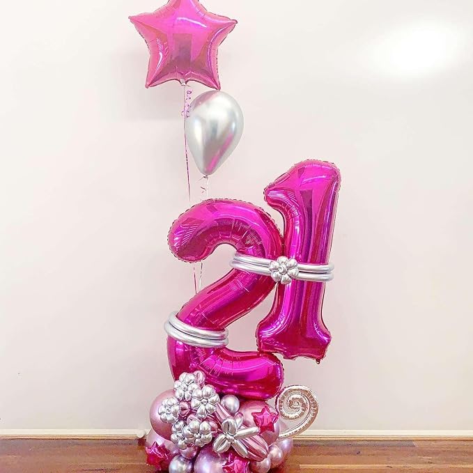 Hot Pink 25 Number Balloons, 40 Inch Giant Number 25 Balloons Foil Mylar Helium - Image 5