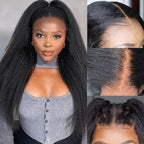 GOLFMAX Kinky Straight Human Hair Wigs 26 Inch 13x4 HD Transparent Glueless Wigs Human Hair Pre Plucked With Baby Hair Brazilian Yaki Straight Lace Front Wig