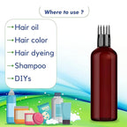 Empty Amber Color Hair Root Comb Applicator Bottle with Comb Cap for applying Hair Oil, Shampoo & Hair Dye, Refillable, Leak Proof, Reusable Multipurpose Use - 100 ml Pack of 4
