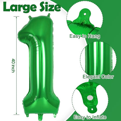 Dark Green Number 1 Balloon 40 Inch, Big Large Foil Helium Number Balloons - Image 3