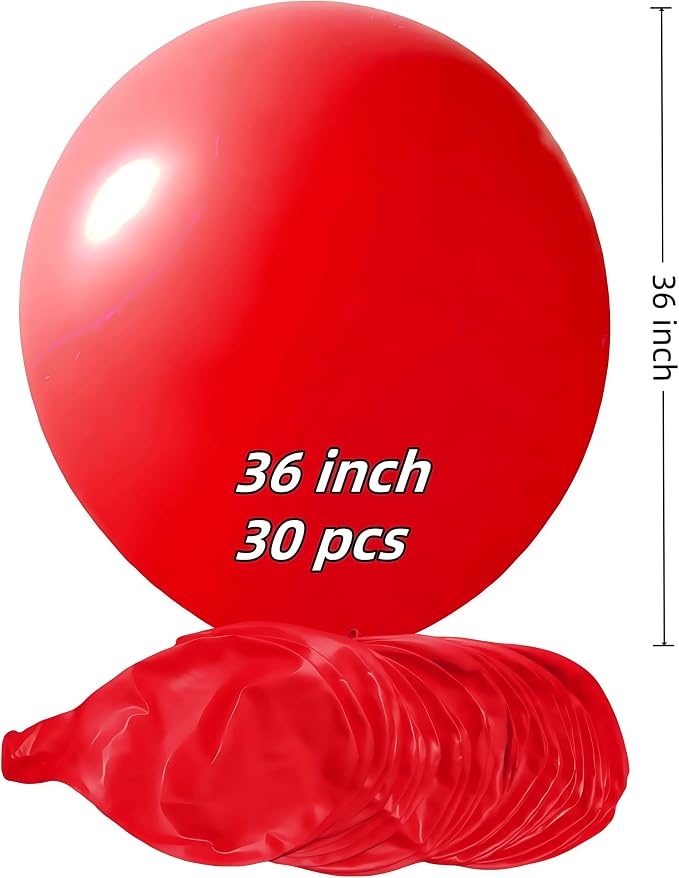 30 Pack Red Balloons 36 Inch Red Latex Party Large Balloon Bulk - Image 2