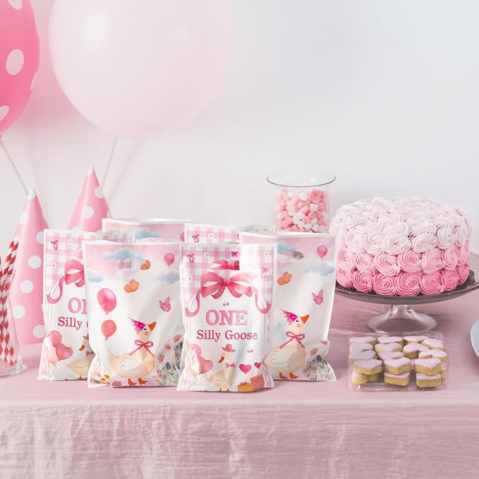 ANGOLIO One Silly Goose Party Favor Bags, Flowers Balloon Themed Party - Image 7