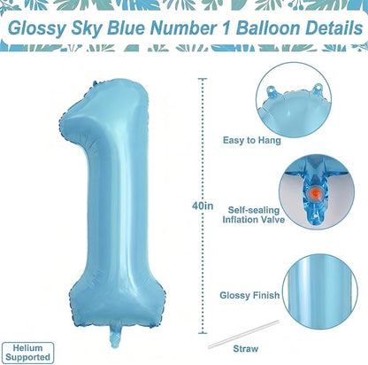 Pearlescent Blue Number 11 Balloon 40 Inch, Large Light Blue Foil 11th Birthday - Image 4