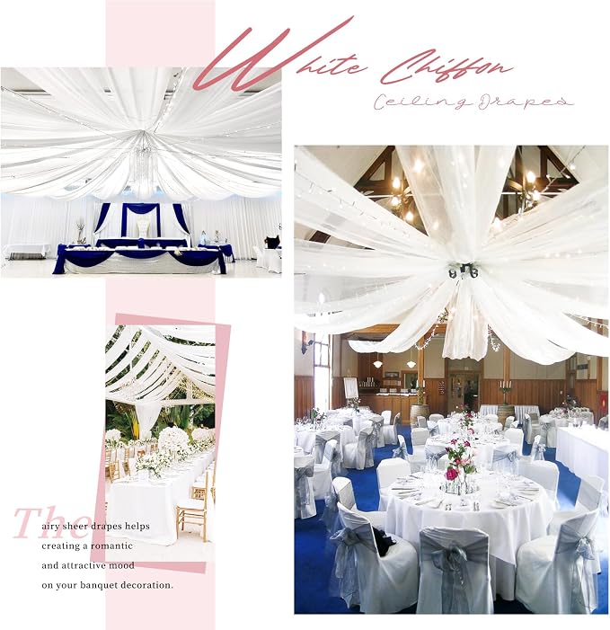 8 Panels White Ceiling Drapes for Wedding Ceiling Drapes 5ftx20ft Wedding Arch - Image 8